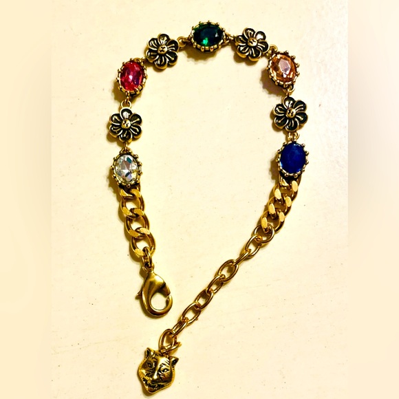 Gorgeous Antiqued Gucci Multi Crystal Flower Link bracelet - Picture 1 of 8